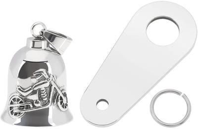 Dailygoods- Geluk Bell - Roestvrij Staal - Biker Accessoire - Hanger - Compact - Duurzaam - 36x26 mm - Geluksbel