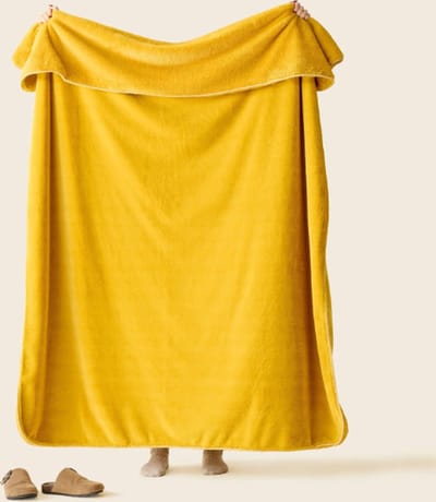 Plaids Cocooning - fleece deken - plaid - Cosy Monochrome Mimosa Jaune - Geel - Superzachte fleece - 200 cm x 150 cm