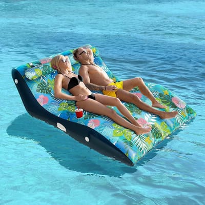 Adult Inflatable Hammock - 1-2 People, Pool Chair, Air Mattress Sea with Handles Cup Holder Backrest - Swimming Pool Beach waterhangmat