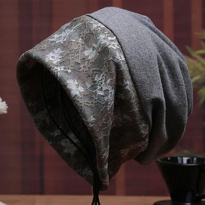 Chapeau Chapeau Pull-over Tendance Polyvalent pour Femme Chapeau Chaud en Dentelle Écharpe Chapeau Une Pièce 54-60CM gray