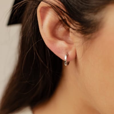 Hey Happiness Classic Band Kleine Oorringen Dames 925 Zilver met Rhodiumlaag – Klassiek en slank – Zilver