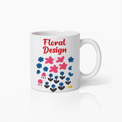 Floral Design Mok | Kleurrijke Keramische Koffiebeker met Schattig Bloemenpatroon | Stijlvol Cadeau voor Thuis & Kantoor | 330ml