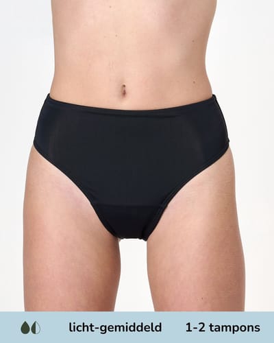 Moodies menstruatie zwemkleding - Cheeky broekje - licht-gemiddeld kruisje - Zwart - maat XS