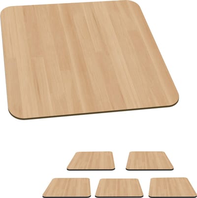 Onderzetters voor glazen - Naturel - Hout - Plank - Patronen - 10x10 cm - Glasonderzetters - 6 stuks