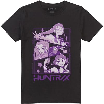 K-Pop Demon Hunters Unisex Volwassenen Huntr/X Manga Paneel T-shirt (Zwart)