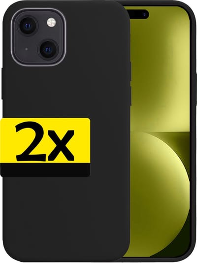 Hoesje - 2 Stuks - Geschikt voor Apple iPhone 15 - Sterk & Shockproof - Case Siliconen - Back Cover - Telefoon Hoes - Telefoonhoesjes - Zwart