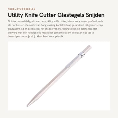 Dailygoods- Snijmes Hoogwaardig Koolstofstaal - Utility Knife - Gereedschap voor Markeren - Draagbaar met Clip - Nauwkeurig voor Glas/Tegels - Scribing Tool