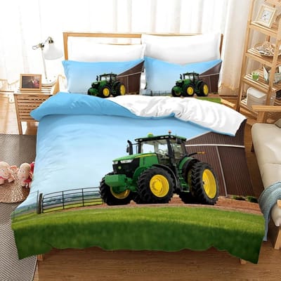 Tractor Beddengoedset 3D Print Boerderijgereedschap Kar Huisdecoratie Kussensloop Dekbedovertrek Schattig Cadeau Voor Familie en Vrienden 155x220cm