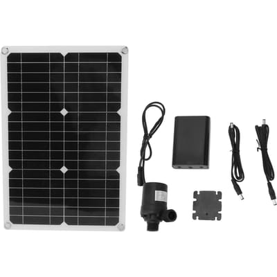 Panneau Solaire Monocristallin avec Boîtier de Batterie Pompe à Eau 20W 18V Haute Conversion pour Voiture Bateau Rue black