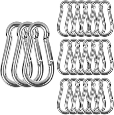Set van 60 Verzinkte Karabijnhaken van Staal voor Zware Taken - 120 kg Laadcapaciteit, Ideaal voor Sleutels, Tassen en Organizers, Handig met Eén Hand te Gebruiken, Afmetingen 60 mm x φ6 mm