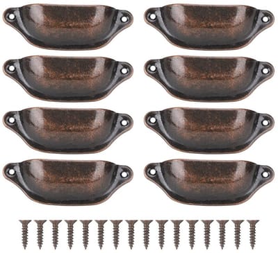 Dailygoods- Schelpgrepen Vintage - Halve Maanvorm - IJzeren Handgrepen - 97 x 35 x 18 mm - 8 Stuks - Antiek Vakmanschap - Meubelgrepen