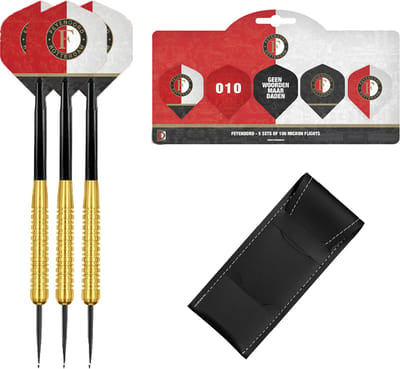 Feyenoord Dartpijlen - Gold - 23 gram - Multipack 5 Sets Dart Flights - Dart Shafts - Darts - Cadeau