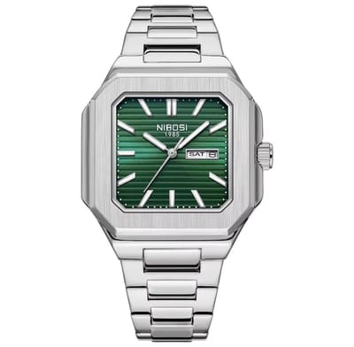 Nibosi - Herenhorloge - Polshorloge - Heren - Horloge - Horlogedoos - Mannen - Zilver Groen - RVS