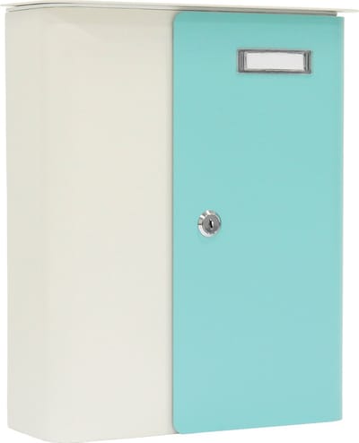 Rottner Brievenbus Splashy Wit met Turquoise Deur - 35,7x29,5x10cm
