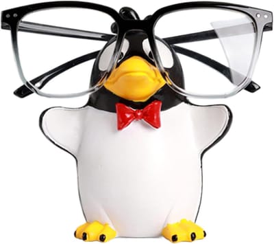 Brillenstandaard Pinguïn - Bureauhouder Decoratie - Veilige Opslag - Stevige Verzwaarde Basis - 12 cm Hoog - Enkele Kenmerken