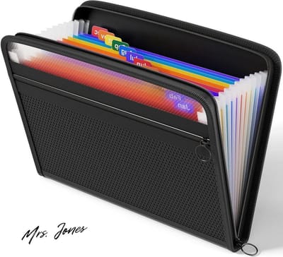 Mrs. Jones Accordeon Documentenmap met 13 vakken hoge capaciteit - bestandsorganizer met ritssluiting - uitbreidbaar ordner A4/documenten voor kantoor school - documenten .
