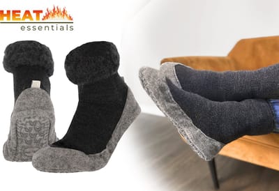 Heat Essentials - Wollen Pantoffel Sokken - Antraciet - 39/40 - Pantoffels Dames - Sloffen Dames - Unisex - Antislip Sokken - Huissokken