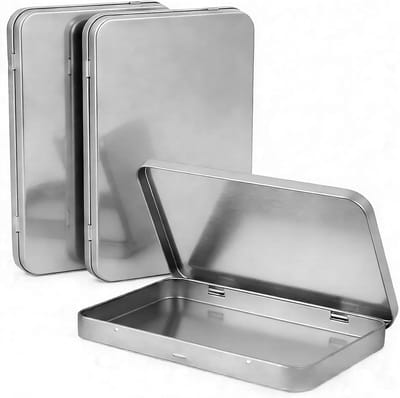 Set van 3 Draagbare Blikjes met Deksel (18 x 11 x 1.5 cm) - Opbergdozen voor Munten, Snoep en Sieraden - Perfect voor DIY Organisatie en Creatieve Projecten
