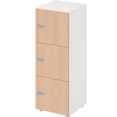 Lockerkast Topas Line, 3 dossierhoogtes, 3 compartimenten, cijferslot, B 400 x D 420 x H 1100 mm, wit/eiken