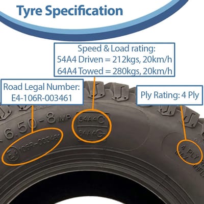 2 - 16x6.50-8 4 stuks Wanda P332 grasbanden TL & 16x6.50-8 TR13 met binnenband