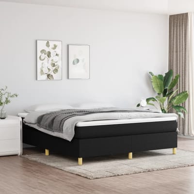 vidaXL - Boxspring - bed - stof - zwart - 180x200 - cm