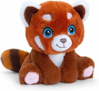 Keel Toys pluche rode Panda knuffeldier - rood/wit - zittend - 16 cm - Luxe kwaliteit knuffels