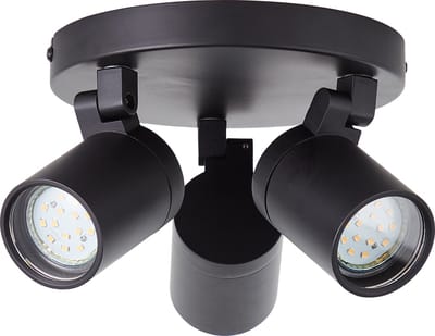 Brilliant Alessia spot 3-vlammig mat zwart metaal/glas 3x LED, GU10, 5 W, Geschikt voor LED lampen (niet inbegrepen)
