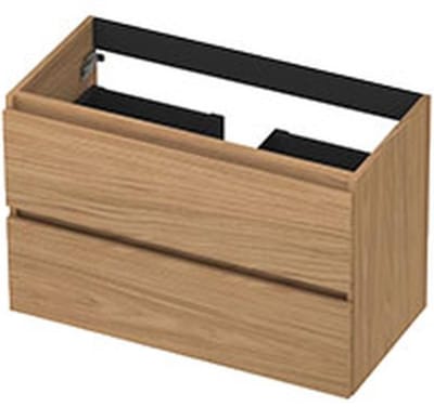 INK - Onderkast 2 Laden Greeploos met Houten Keerlijst - 800x400x520 Mm - Blank Eiken