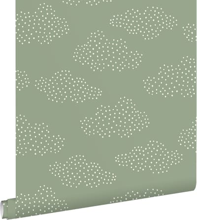 ESTAhome behang wolkjes groen - 50 x 900 cm - 131223