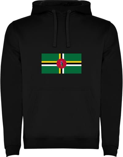 Zwarte Hoodie met Wereldse vlag land Dominica Full Color Maat M
