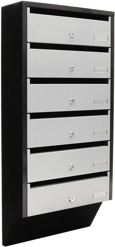 Brievenbussysteem - Wandbrievenbus - Post Ontvangen - Voor 6 Bussen - 38.5x82.4 cm - Zilver/Zwart
