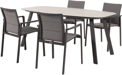 Manolo Cortina dining tuinset 180x95xH75 cm 5 delig keramiek antraciet Taste 4SO