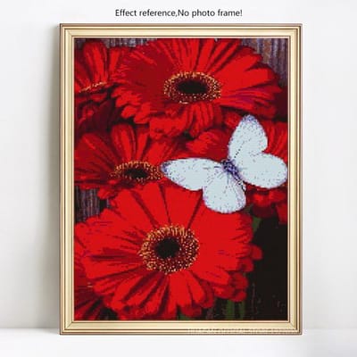 Broderie diamant 5D à faire soi-même, motif fleur et papillon 20X30CM black