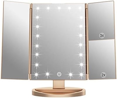Make-upspiegel met LED-verlichting en vergrootglas