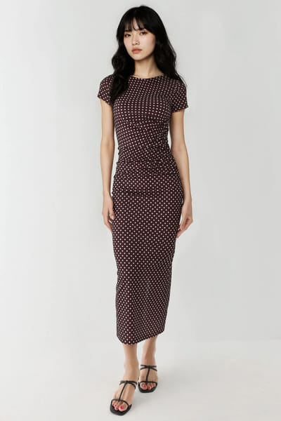 Leopardprint Aansluitend Maxijurkje met Korte Mouwen