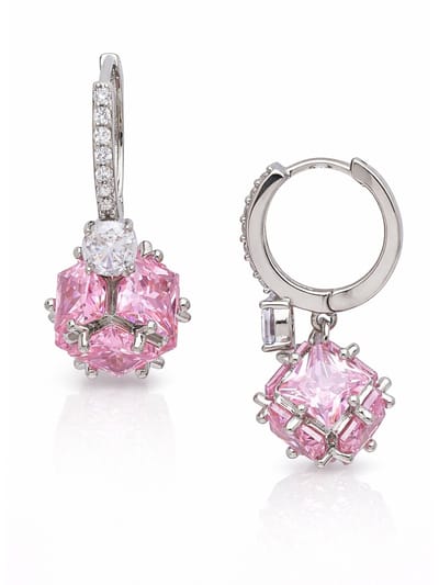 AVANT-GARDE PARIS Oorbellen Hoops met Kristal, Rhodium Plated, 2,8 cm, Leverback Sluiting