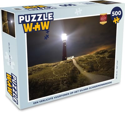 Puzzel Een verlichte vuurtoren op het eiland Schiermonnikoog - Legpuzzel - Puzzel 500 stukjes