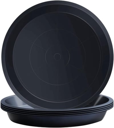Set van 5 Zwarte Plant Pot Schotels, 23cm Ronde Potten, Trays voor Tuin en Binnengebruik, Geschikt voor Potten tot 20cm