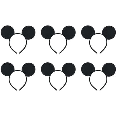 3/6/12 stuks/partij Meisjes Muisoren Effen Strik Oren Hoofdband voor Verjaardagsfeest Benodigdheden en Muis Thema Kostuum Cosplay Decoratie gray