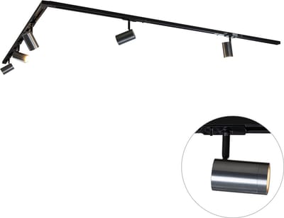 QAZQA iconic jeana - Moderne Spot railsysteem verlichting, railverlichting geschikt voor led - 5 lichts - L 300 cm - Donkergrijs - Woonkamer | Slaapkamer | Keuken