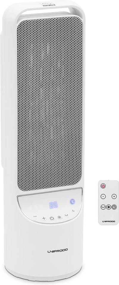Elektrische ventilatorkachel - 1200/2000 W - draaibaar - wit - Uniprodo