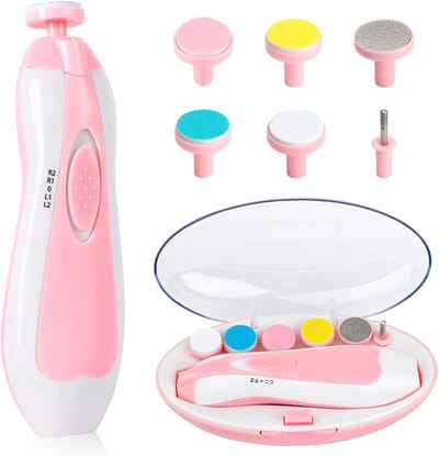 Elektrische nagelknipper - elektrische nagelknipper voor baby's - elektrische nageltrimmer voor baby's - knipt vinger- en teennagels - 6-in-1 nagelset - met LED-lampje - veilig voor pasgeborenen, kinderen en volwassenen.