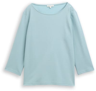 Tom Tailor - Shirt met lange mouwen met ottomanstructuur - Maat M - white moss