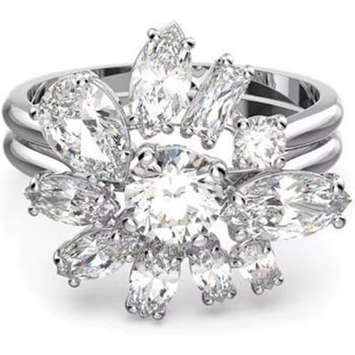 Bague personnalisée Swarovski Gema Bague Fleur Coupe Mixte Bagues pour femmes Blanc 5644665 52 gray