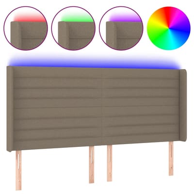 vidaXL - Hoofdbord - LED - 163x16x118/128 - cm - stof - taupe