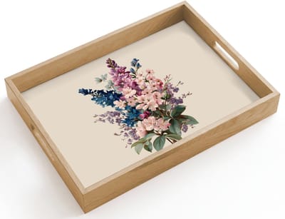 Dienblad hout 40x30 cm - Schootdienblad - Boeket - Beige - Harmonieus - Subtiel - Borrelplank rechthoek - Plateau dienbladen