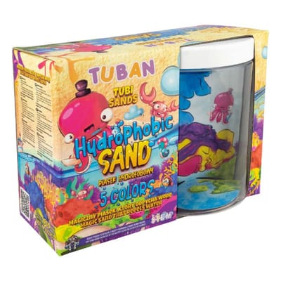 Tuban - Hydrophobic Sand Set – 5 Colors With Aquarium, Juwelierswerk zand voor kinderen, 3 jaar, Meerkleurig