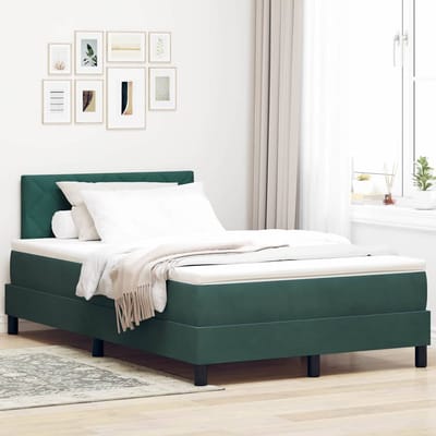 vidaXL LED Box Spring Bed Donkergroen 120 x 190 cm Fluweel