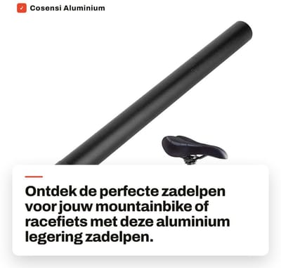 Dailygoods- Zadelpen Aluminiumlegering 25,4 mm - Verstelbare Klem - Schokbestendig - Lichtgewicht - Duurzaam - Glad Oppervlak - Fietszadel