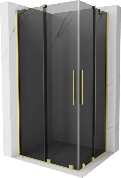 Mexen Velar Duo schuifdouchecabine 90 x 80 , grafiet, geborsteld goud - 871-090-080-42-55